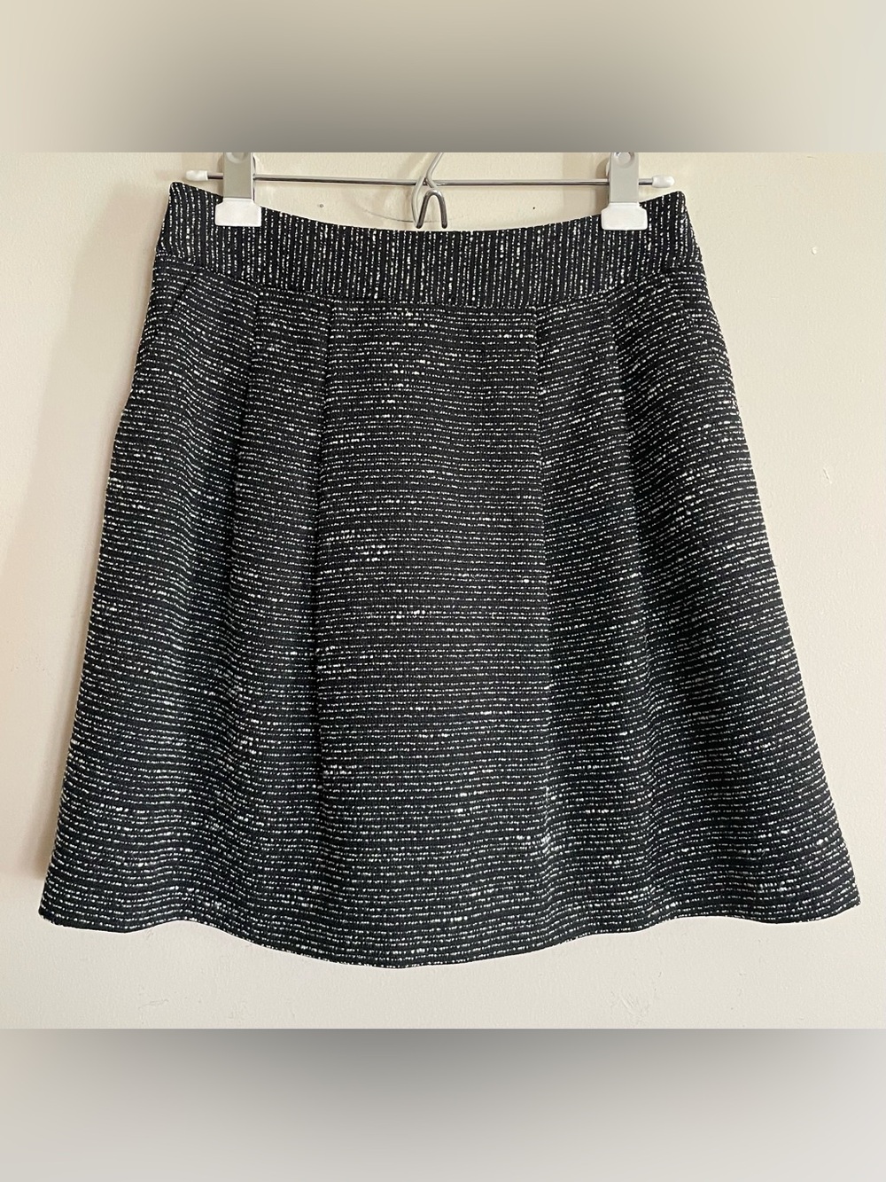 Halogen Black and White Tweed Front Pleated Mini Skirt